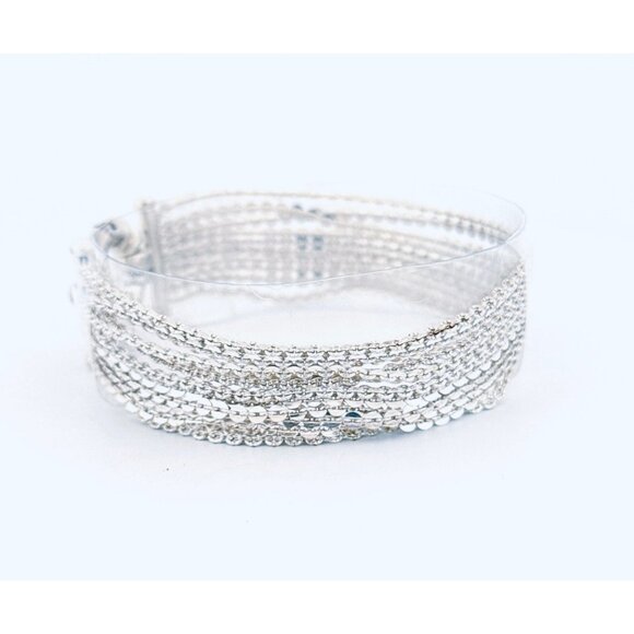 Milor Italy 925 Sterling Silver Ten Strand Circle Link Chain Statement Bracelet - Picture 5 of 14